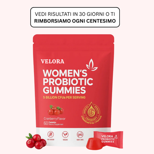 Velora™ - Caramelle gommose probiotiche al mirtillo rosso per donne