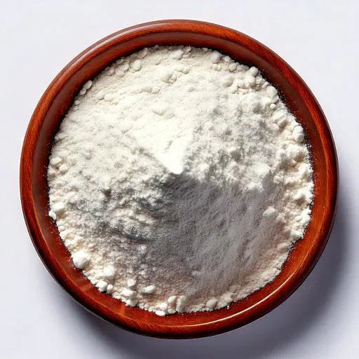 firefly close up of white glutamine powder on white background 85725